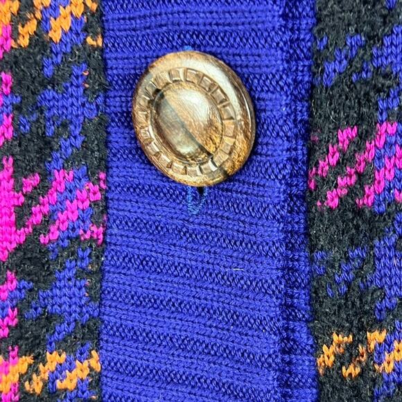 Yves Saint Laurent Coat Jacket Rive Gauche Tartan Lambswool Purple Wood Button - Picture 4 of 14